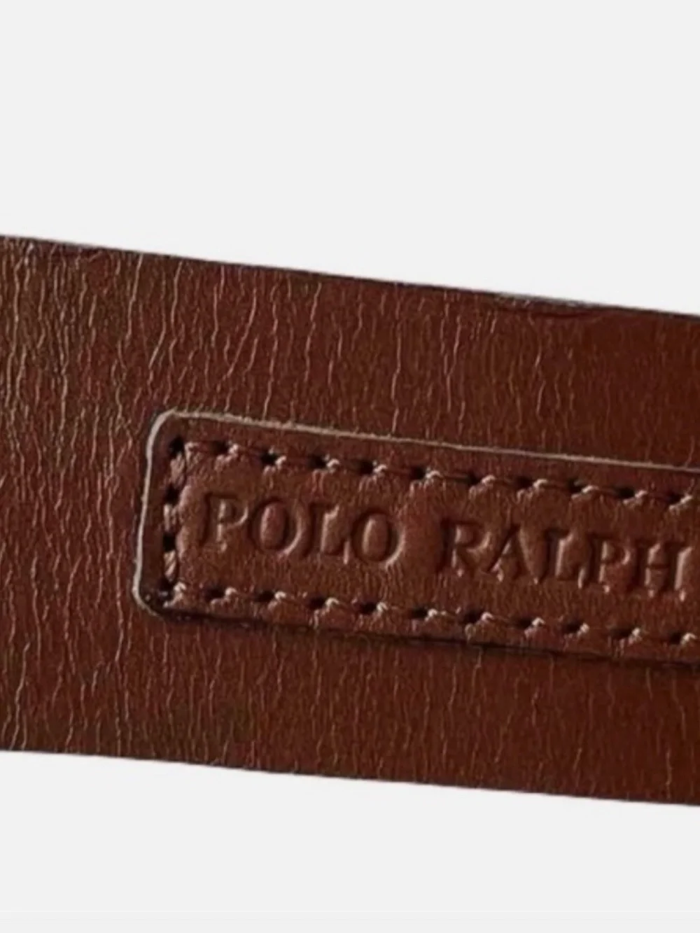 Polo Ralph Lauren Men's Saddle Logo Patch Leather Belt Brown Clay Tan 40